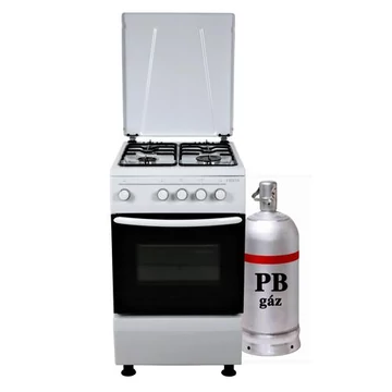 Aragaz pe gaz Hunor PB cu butelie de gaz, alb, cu capac metalic, 50x60cm (FS5401MXZW LPG)