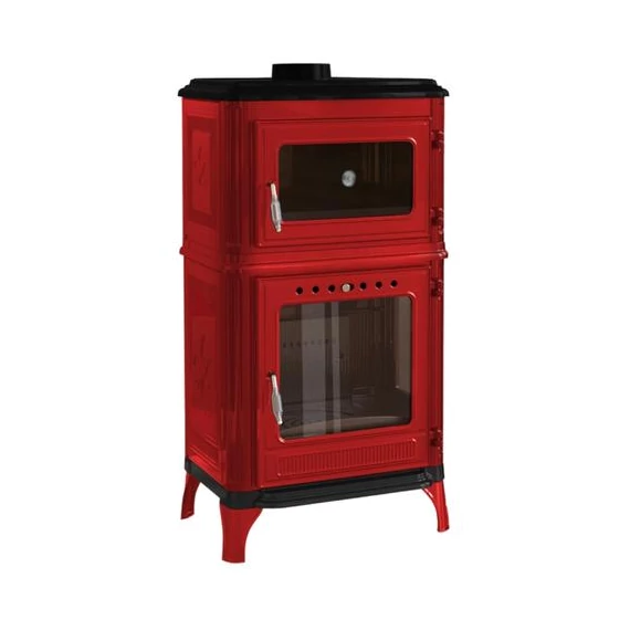 Hunor 8010 Șemineu cuptor din fontă , vișinie, 7 kW