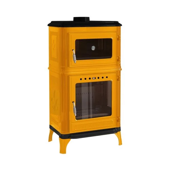 Hunor 8010 Șemineu cuptor din fontă , galben, 7 kW