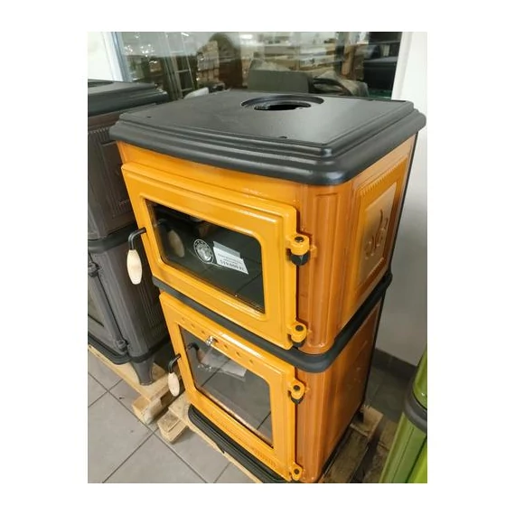 Hunor 8010 Șemineu cuptor din fontă , galben, 7,1 kW