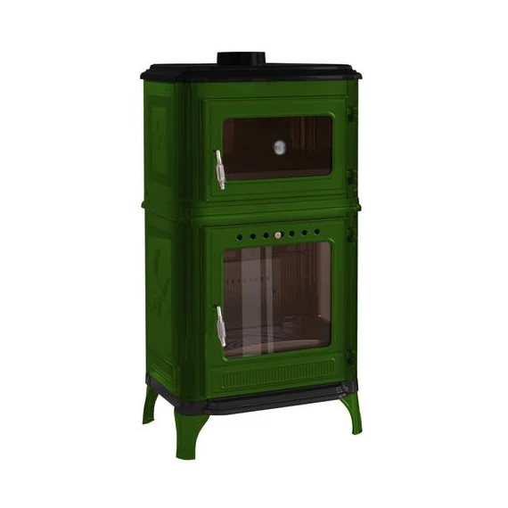 Hunor 8010 Șemineu cuptor din fontă ,verde, 7 kW