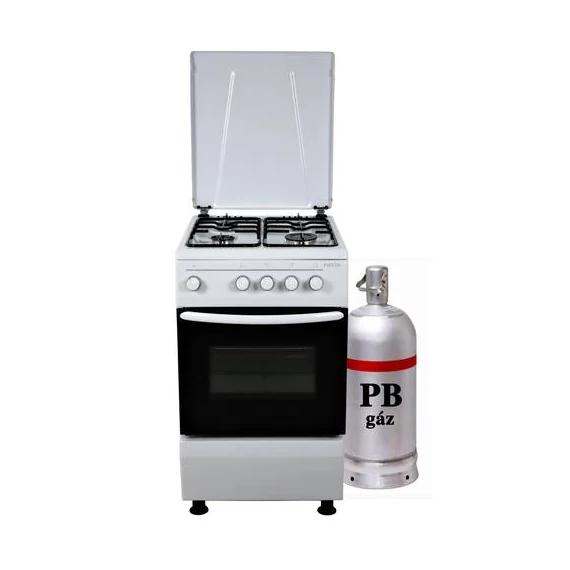Aragaz pe gaz Hunor PB cu butelie de gaz, alb, cu capac metalic, 50x60cm (FS5401MXZW LPG)