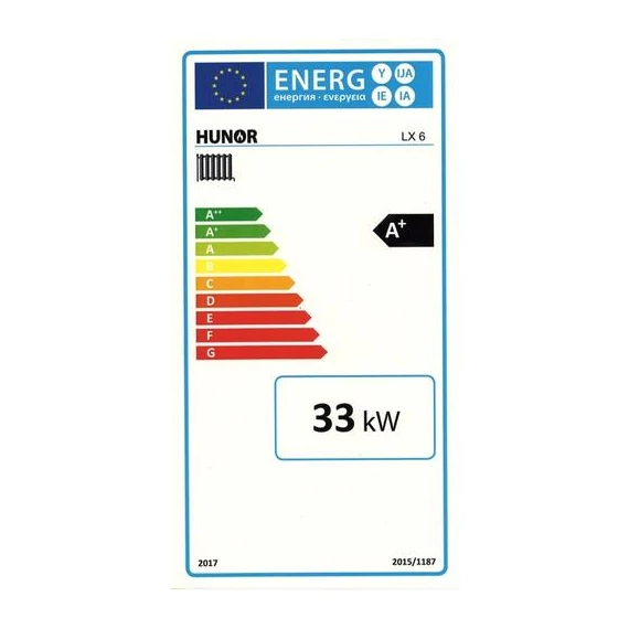 Cazan din fontă cu combustibil solid de marca Hunor LX cu 6 elemente (33kW)