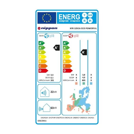 Nippon KFR 12DCB ECO POWERFUL Inverter Split Aer condiționat cu Wi-Fi încorporat 3,5kW