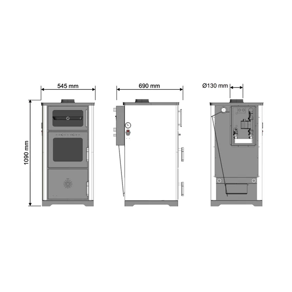 Șemineu cu  parte de cuptor de marca Vera cu focar cu apă (24,9kW)