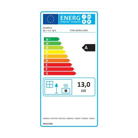 Șemineu Nordflam Etna ECO din fontă cu sticlă stângă 13kW