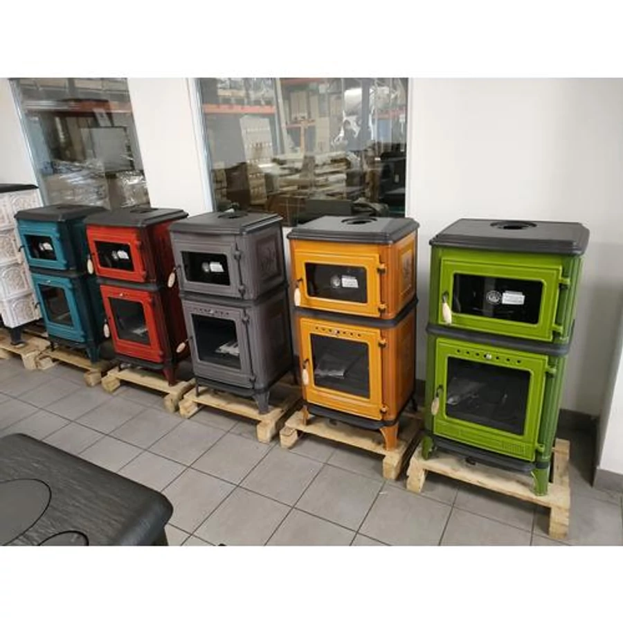 Hunor 8010 Șemineu cuptor din fontă ,verde, 7,1 kW