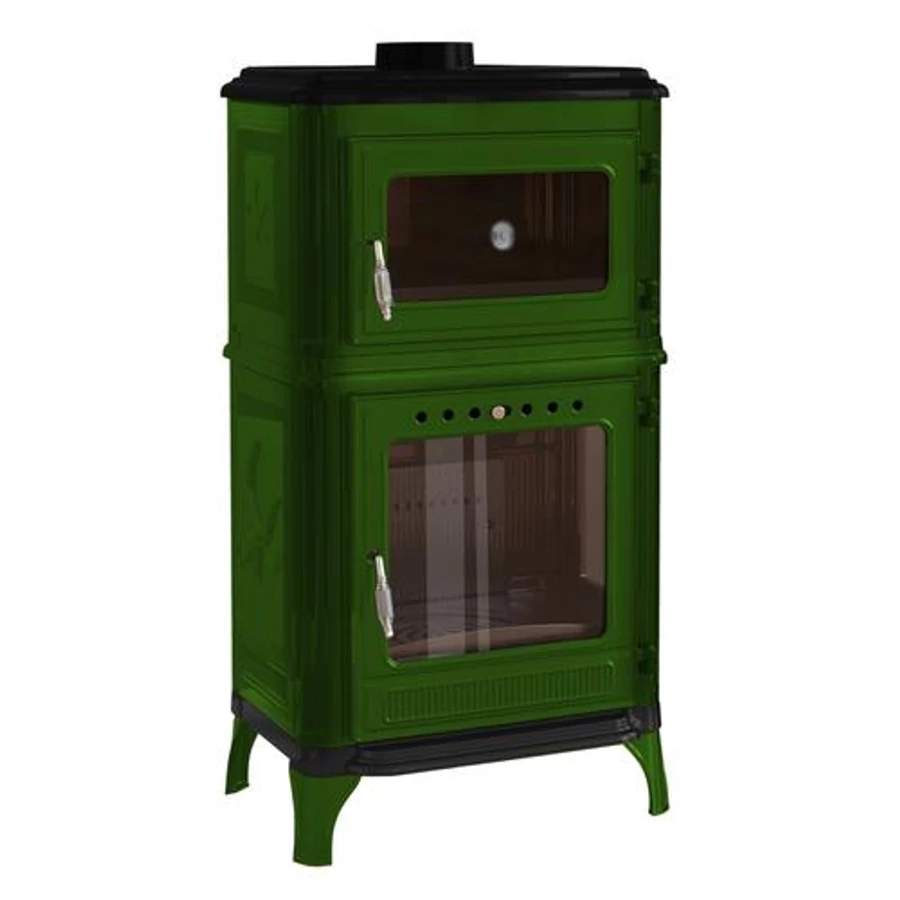 Hunor 8010 Șemineu cuptor din fontă ,verde, 7,1 kW