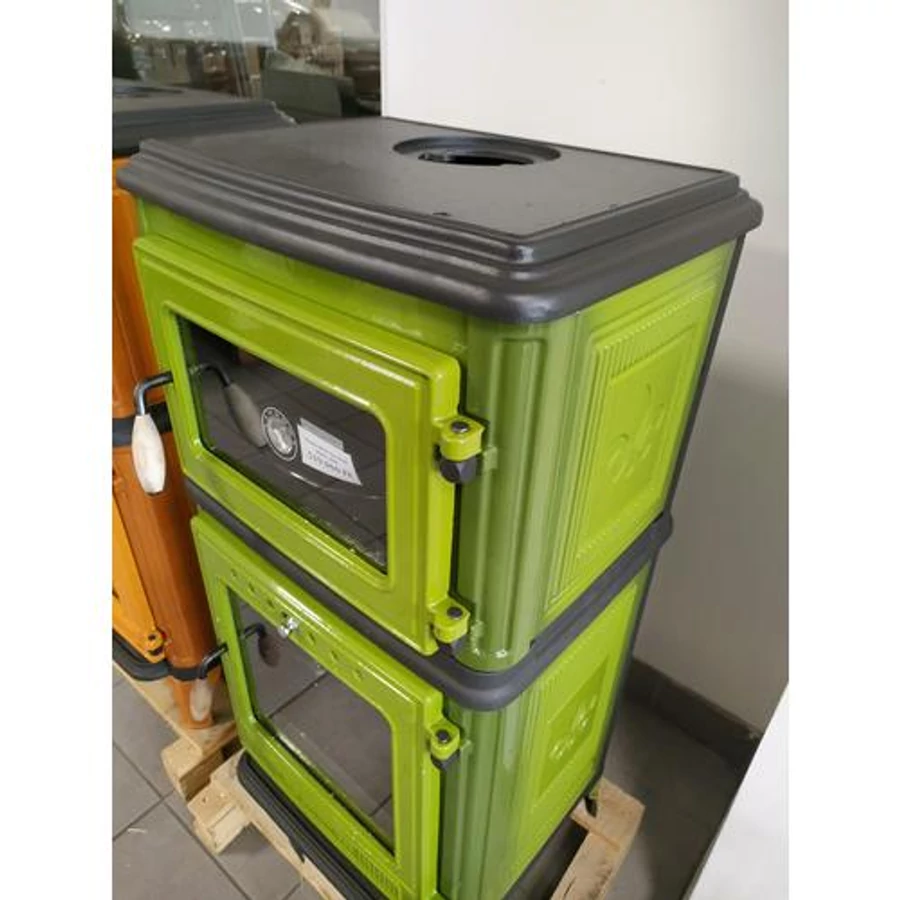 Hunor 8010 Șemineu cuptor din fontă ,verde, 7,1 kW