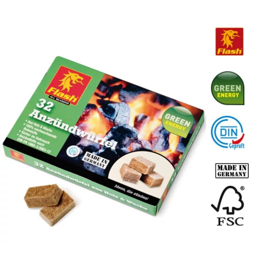 Brichetă pentru aprins focul Flash pe bază de ceară de lemn 32 de buc.