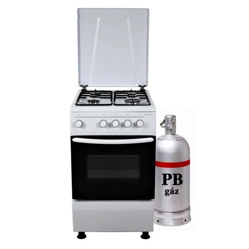Aragaz pe gaz Hunor PB cu butelie de gaz, alb, cu capac metalic, 50x60cm (FS5401MXZW LPG)
