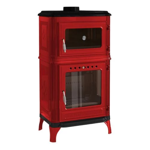 Hunor 8010 Șemineu cuptor din fontă , vișinie, 7 kW