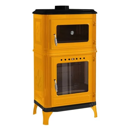 Hunor 8010 Șemineu cuptor din fontă , galben, 7 kW